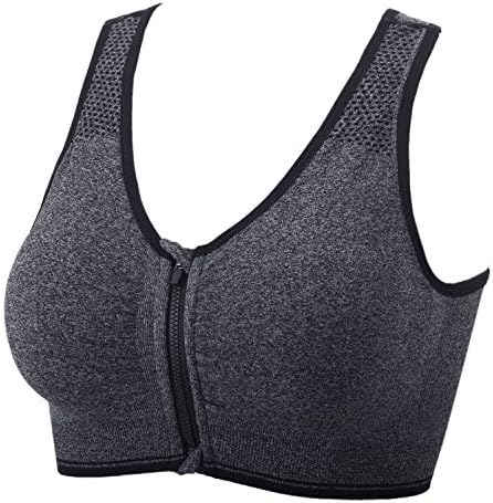 Mulheres zip de fechamento frontal esporte sutiã de meio impacto push up wirefree yoga bras racerback workout gym bra top