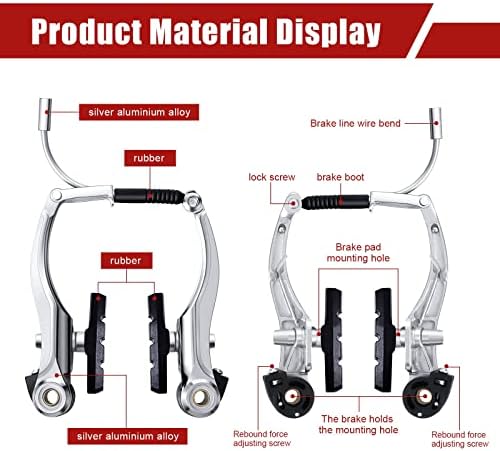 BOAO completo conjunto de freios de bicicleta do tipo V, bicicleta dianteira e traseira MTB Freio interno e externo Cabos e kit de alavanca incluem cabos de alavancas de calibres