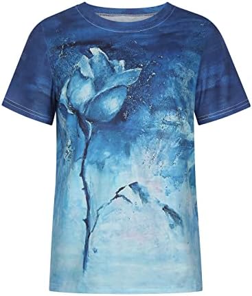 Camiseta Floral Graphic Women Fall Summer Summer Sleeve Crewneck Crewneck Brunch Top Tshirt For Girls E2 E2