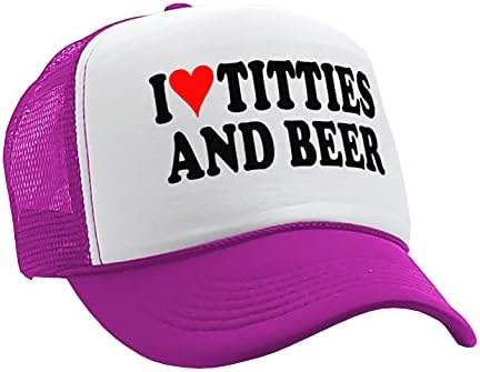 The Goozler - I Heart Titties and Beer - Love Funny Gag - Vintage Retro Style Trucker Cap Hat Hat