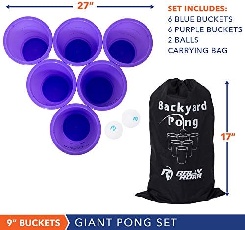 Rally e Roar Jumbo Tailgate Beer Pong Conjunto - inclui 12 xícaras duráveis ​​de 9 de altura, 2 bolas, bolsa de transporte