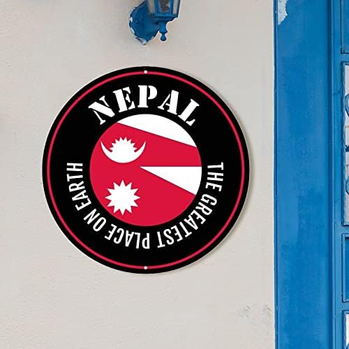 Bandeira do Nepal Welcome Sinal Decoração da porta da frente O melhor lugar da terra sinal de metal decoração patriótica Country