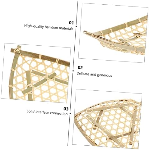 Kichouse 1 Conjunto 2pcs Basketing de frutas Tabelas recipientes de biscoito com tampas de maquiagem cesta de armazenamento de alimentos cesto de cesta de cestas de servir cestas de ervas bandejas de ervas marinhas bambu khaki teceling cesto de cesta de cesta