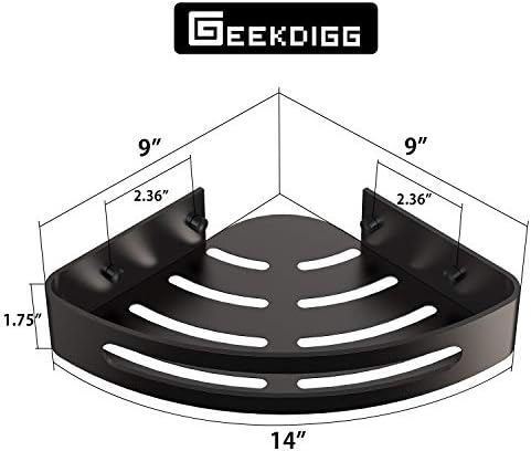 Caddy de chuveiro de canto de 2 pacote Geekdigg, prateleira de banheiro adesivo montada com suporte de barbear, sem broca,