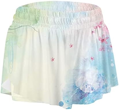 SPE969 Tennis Skorts Elastic Elastic High Flowy 2 em 1 shorts de corrida Gradiente de verão Salta