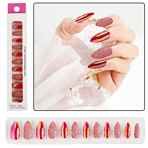 BYBYCD GLITTER PODE PODENS FALSE CHARM 12 PCS/DIPS DE ESTUNÇÃO DE NEGIDAS Dicas de capa completa unhas falsas