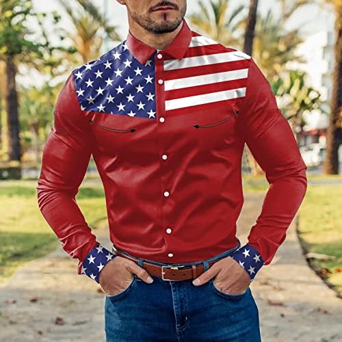 Xxbr camisetas casuais masculinas, abotone a bandeira americana listrada de manga longa camisa de moda de rua clássica para