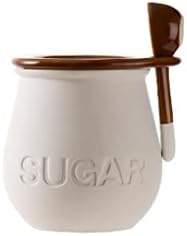 Recipiente de tempero LMAHAP, 1pc de açúcar tigela com tampa de cerâmica de grande capacidade de condimento Condimento Jarra de condimento