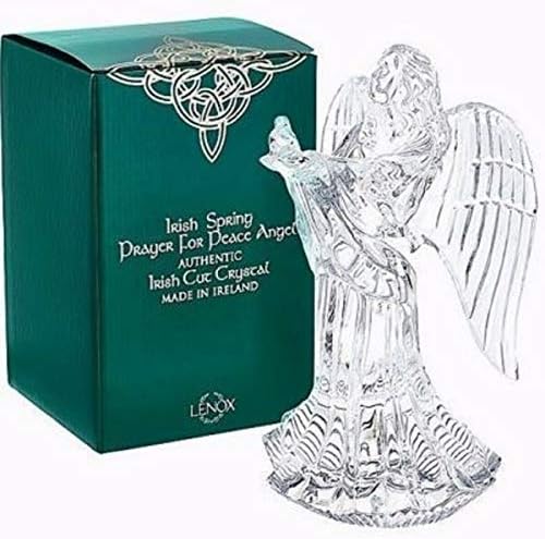 Lenox Irish Cut Crystal Spring Oração pela paz Angel com Dove 8 h Made in Ireland New in Gift Box