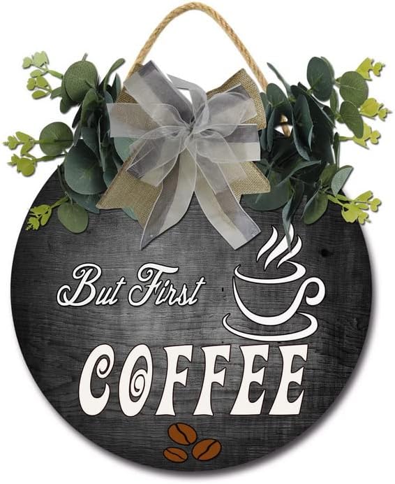 Weytff Coffee Bar Sign Farmhouse Coffee Wooden Sign, mas First Coffee Wood Sigling Wood Coffee de café Placa de café de
