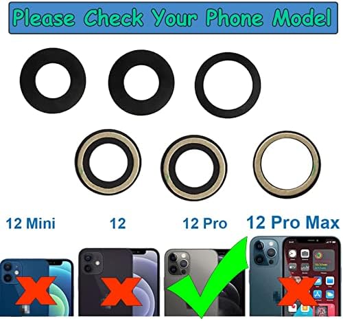 Substituição de lente de vidro da câmera traseira de 3pcs para o iPhone 12 Pro por lente de vidro de câmera Max Sapphire Pré -instalado adesivo e kit de ferramentas de reparo Substituição