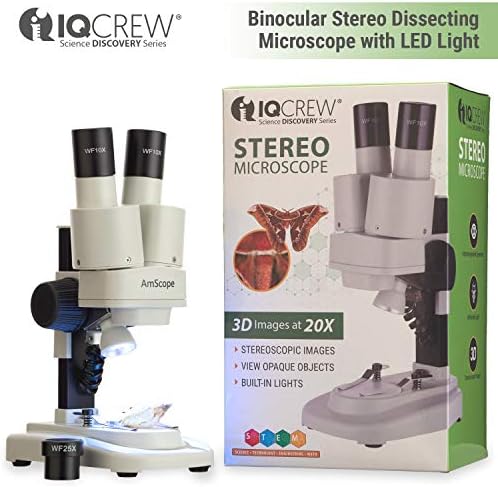 Microscópio estéreo binocular portátil liderado por AMScope-Kids Se100Z, oculares oculares WF10X e WF20X, ampliação de 20x e