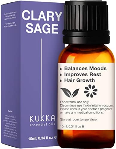 Óleo essencial de Kukka Clary Sage para difusor - de óleo terapêutico puro Clary Sage Óleo essencial - Clary Sage Óleo