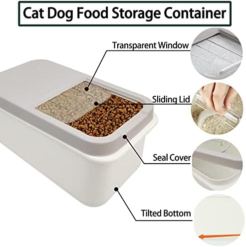BNOSDM Apertanho do recipiente de armazenamento de alimentos de gato 12 lb alimentos para cães de estimação de copo de armazenamento