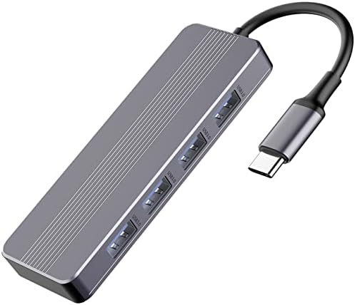 USB C TO USB 3.0 Hub 4 Portas, IVshowco Ultra Slim Tipo C para USB Um adaptador multiporto de hub 3.0, extensor de alumínio tipo C para MacBook Pro, IMAC, Samsung Galaxy, Google Chromebook, Dell…