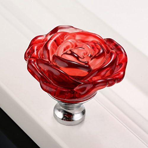 Yetha Red Crystal Gabinet Knobs, Rose Glass Gaveta lida