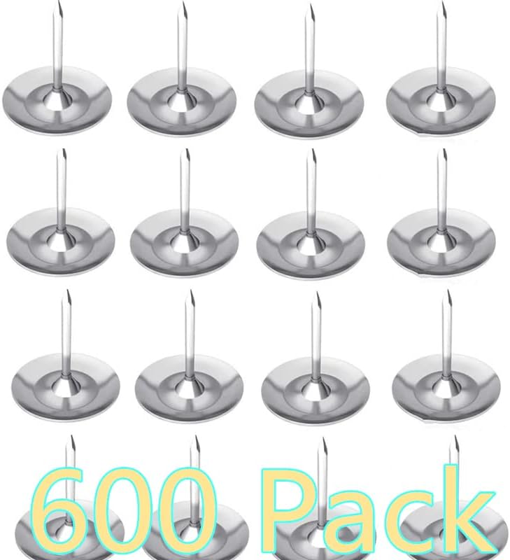 AllPdesky 600 peças de aço do polegar, push de metal plano Tacks Tacks Silver Round Head Thumb