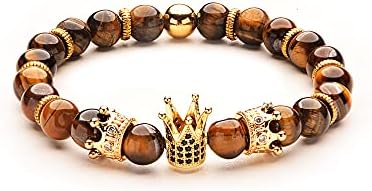 Gvusmil Imperial Crown Bead Bracelet King & Queen Luxury Charm Jewellery Natal Presente para homens