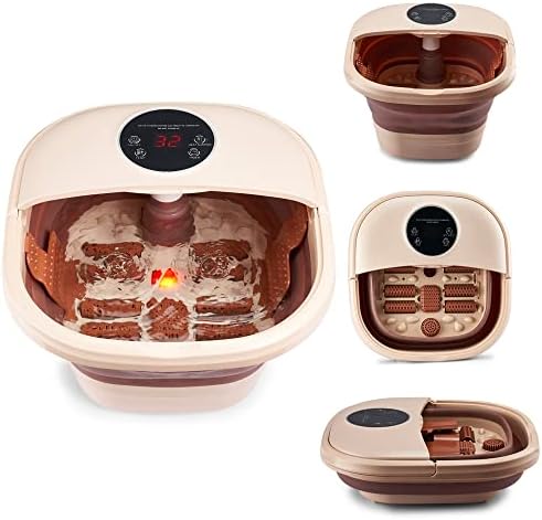 Eilison colapsível spa de pé, spa de pedicure com jatos de calor e massagem e bolhas, banheira de imersão com rolos de 8 pés,