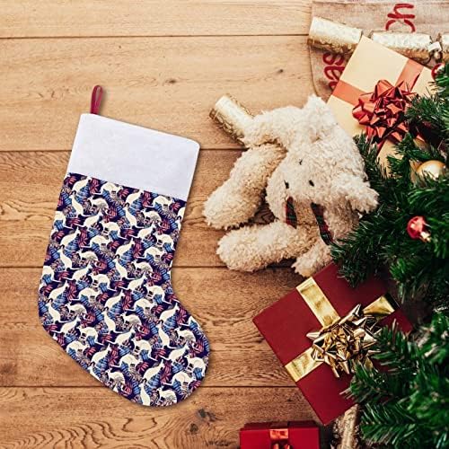 Kangaroo e palmeira deixa meias de meia de Natal com lareira de pelúcia pendurada na decoração da casa da árvore de Natal