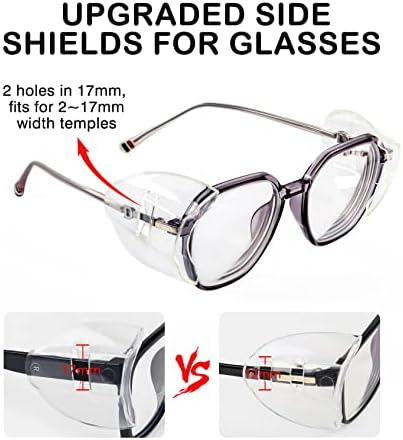Censgo 12 pares escudos laterais para óculos, deslizamentos flexíveis em copos de segurança escudos laterais para óculos de prescrição se encaixa nos óculos universais