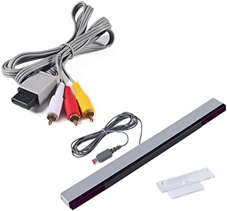 Barra de sensor AOKIN e cabo AV para Wii Wii U, Audio Video Av Cable Work e Wired Infravery Ray Sensor Bar para Nintendo Wii