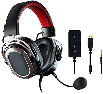 Fone de ouvido de jogos com fio com plugue de 3,5 mm 50mm Drivers Surround Sound HD Mic Compatível para PS4 PS5 Compatível