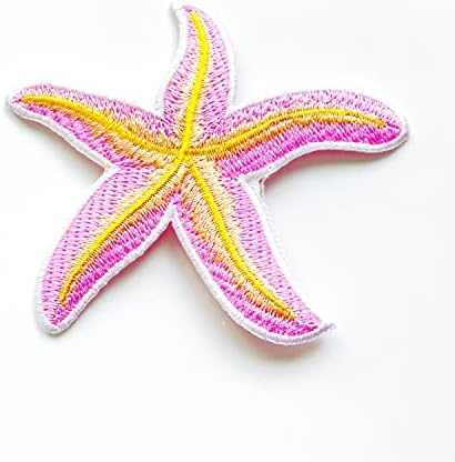 Conjunto de 2 pcs. Pearl Seashell Starfish Patches Sea Creaturas Cute1 Desenho de desenho animado Costura em ferro