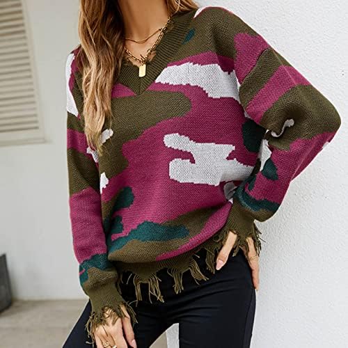 Suéter pullover feminino hipster rasgado torta malha