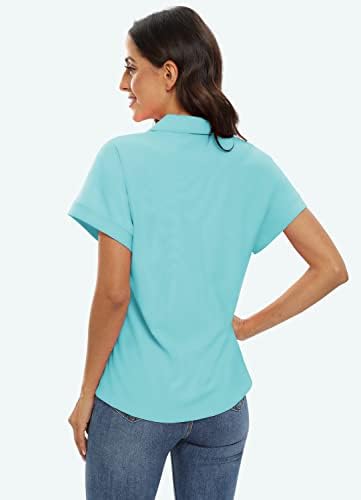 Jinshi feminino camisa de pólo de golfe vil de pescoço de colarinho de manga curta Top upf50+ camisas de tênis soltas