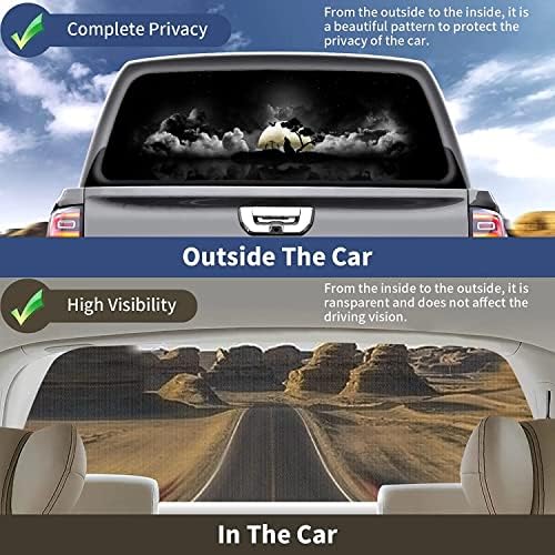 Decalque gráfico da janela traseira para caminhões SUV, carros, Universal, Starry Sky Wolf Perforado Vinil Janela Janela Caminhão
