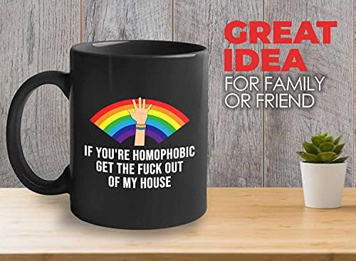 Caneca de café LGBT - Se você é homofóbico - lesbian lgbtq transgênero gay orgulho bi arco -íris orgulho queer 11oz preto