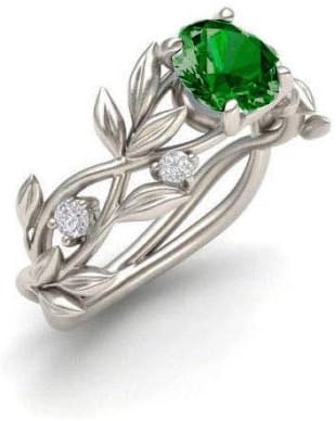 Moda Branco Gold Ring Anel Emerald Jóias Mulinas Menino Tamanho do engajamento 6-10