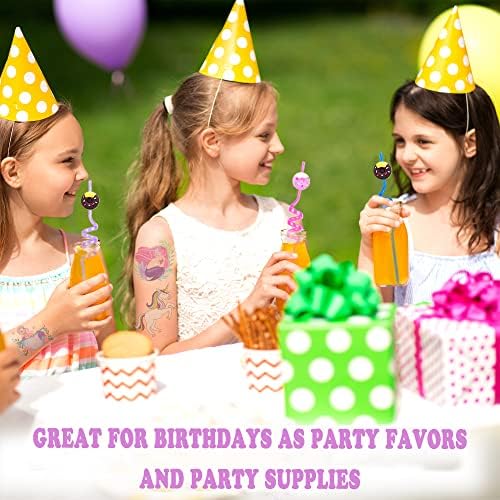 12 Donut reutilizável bebendo canudos de plástico para festa de aniversário de meninas e meninos | Favores da festa temática