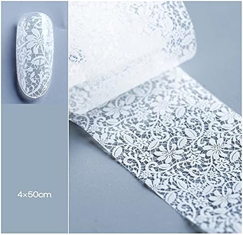 10pcs/conjunto 4x50cm Flor Chic Lace Bosques de unhas preto Branco 3D adesivos de listra Decalques de transferência