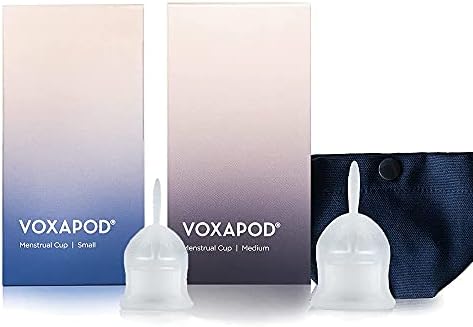 VOXAPOD Copo menstrual macio de tamanho grande e pequeno de tamanho pequeno e fluxo pesado - Silicone de copo de copo de copo mais