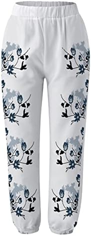 Dkkinjom Bohemian Beach Pants Women Women Comfy Cotton Linen Harem Pants Floral Print Loose Capri Palazzo Trouser com bolsos