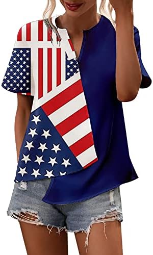 Camisas patrióticas para mulheres camisetas de bandeira dos EUA