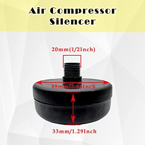 Silenciador de compressor de ar de 1/2 polegada, substituição do silenciador de som do compressor de ar, preto, preto