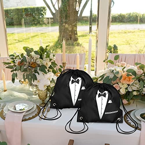 7 Pack Groomsmen Proposta Bags Man Gifts Para Festas de Favoras de Casamento Compresting Black Wedding Presente Conjunto