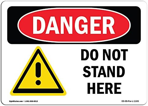 Sinal de perigo da OSHA - Não fique aqui | Decalque | Proteja sua empresa, canteiro de obras, armazém e área de loja | Feito nos Estados