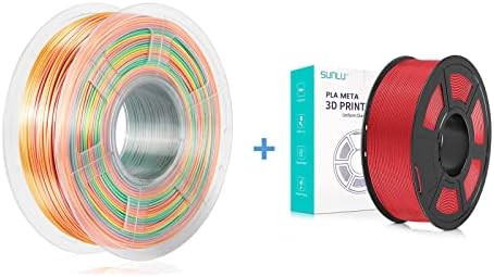 Sunlu Rainbow Silk Pla+ Filamento de Impressora 3D e PLA Meta Red, PLA de impressão 3D+ filamento 1,75 mm, 1kg de bobo, arco -íris