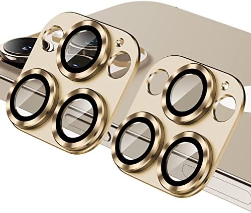 [2 pacote] iPhone 14 Pro Max/iPhone 14 Protector de lente de câmera Pro, capa de protetor de tela de câmera de vidro temperado anti -scrache, filme de lente inteira de liga de alumínio para iPhone 14Pro & iPhone 14 Promax - ouro