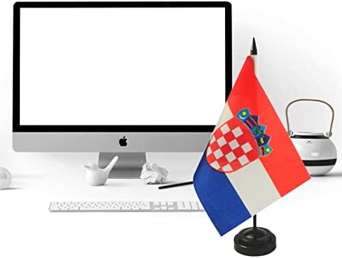Croácia bandeira de mesa 8 '' x 5 '' - Conjunto de bandeira croata, bandeira da mesa da Croácia, bandeira croata, decoração de