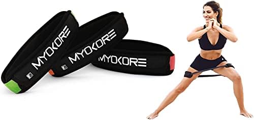 Bandas de resistência de Myokore com manga funcional | Exercício de resistência Bandy Bands para quadris e glúteos | Inclui manga protetora para impedir a tração do cabelo e os rolos | Perfeito para mulheres e homens