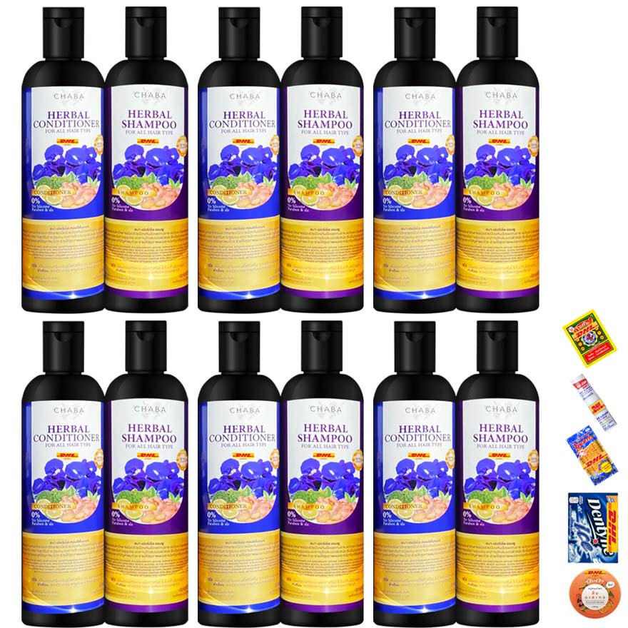 Express por DHL 300ml Chaba Herbal Shampoo Condicionador Butterfly Pea Anti -Praxa de cabelo Nourish Hair Hair Health Hair Set