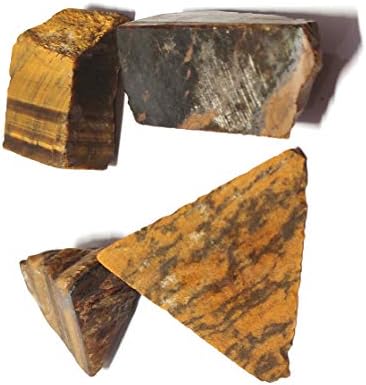 Combo SawCart de pirâmide de cristal orgone tigre olho com símbolo Flower of Life e 4 peças de pedra bruta natural para