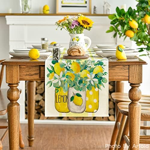 Modo ARTOID LIDADES AMARELA VASE VASE Lemon Summer Table Runner, Spring Kitchen Dining Table Decoration for Home Party Decor 13x60 polegadas