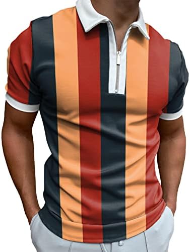 Blusa de camiseta de manga Camiseta curta Turndown de pescoço imprimido Men Primavera de primavera Verão Casual Blusa masculina