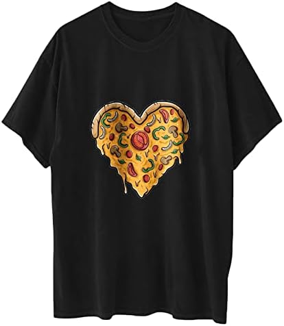 Campa gráfica de pizza de queijo engraçada, camiseta, mulher de manga curta de tamanho curto tops de verão blusa de moda casual